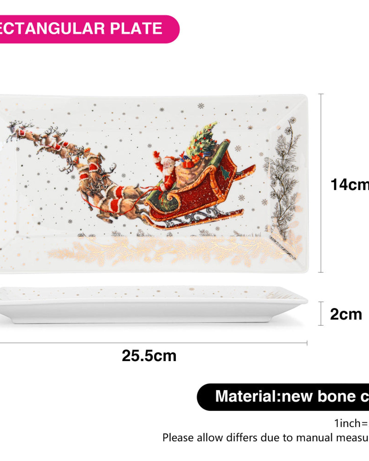 Fissman Plate Christmas Rectangular 25.5cm