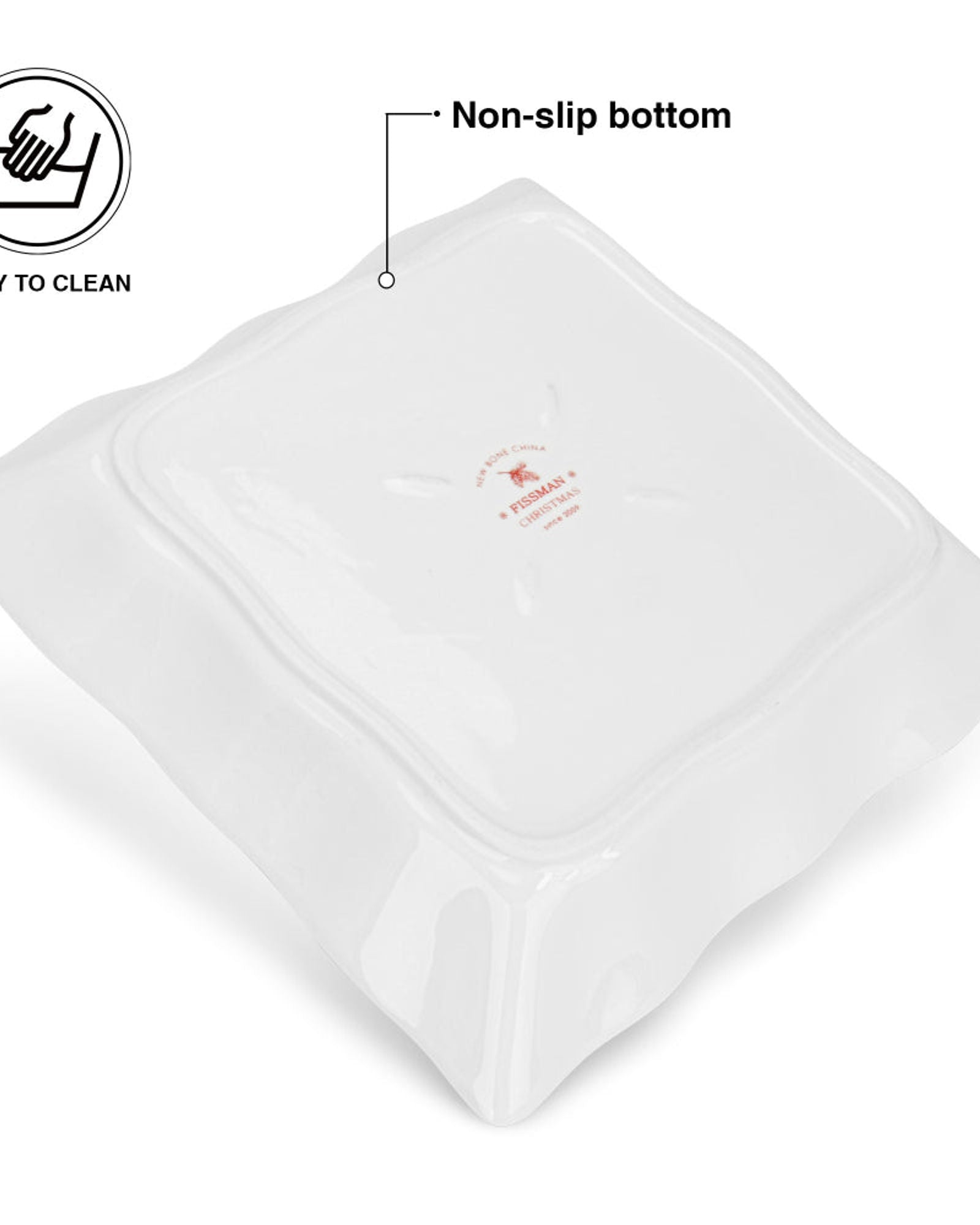 Fissman Square Shape Dish 22cm Christmas New Bone China