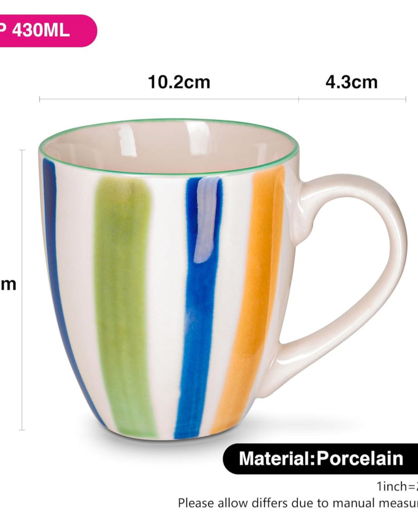 Fissman Cups Porcelain Elegant Design 2Pc 430ml