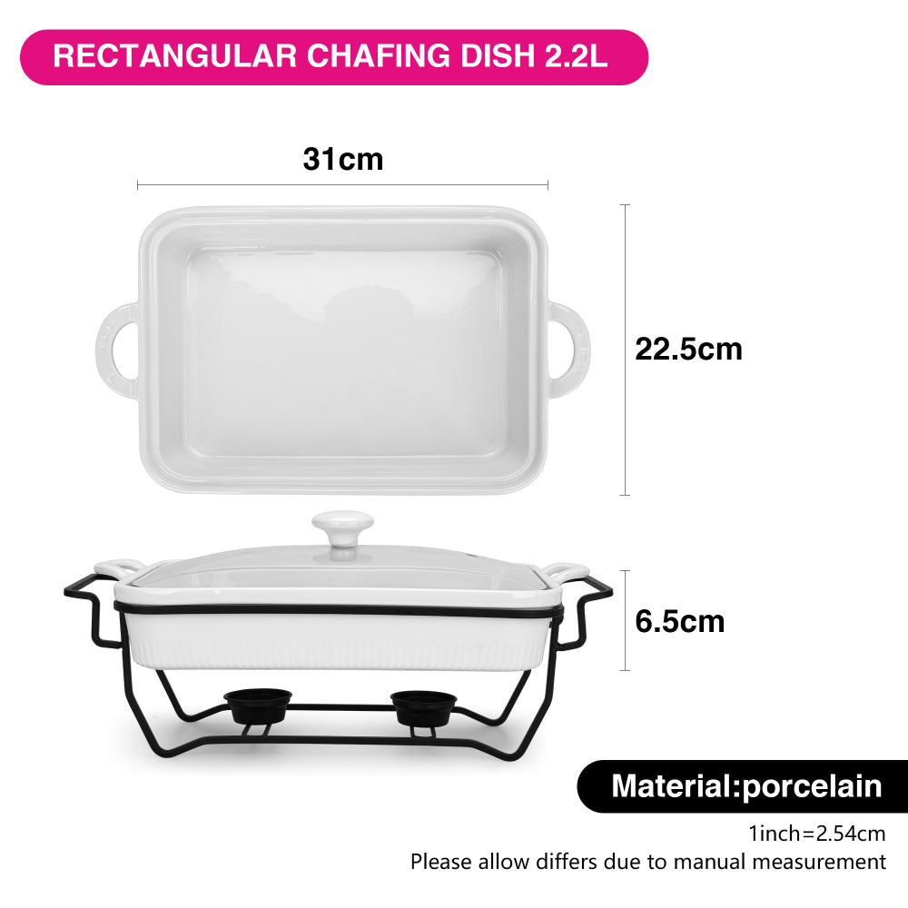 Fissman Chafing Dish Rectangular Porcelain 2.2L