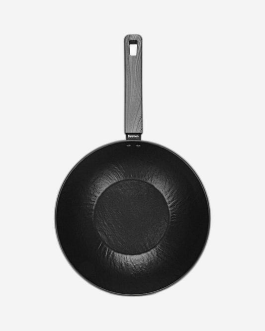 Fissman Wok Pan 28cm Aluminum With Induction Bottom Vela Rock Series Non-Stick Black/Silver
