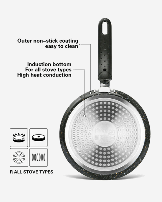 Fissman Crepe Pan With Bakelite Handle Promo Series Multi-Layered Aluminium Non Stick Black 18cm