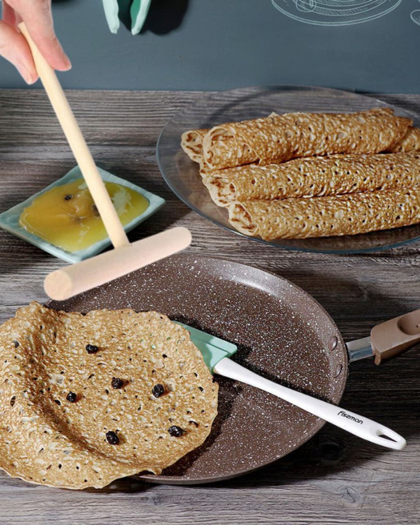 Fissman T-Shape Crepe Dough Spreader 16cm Beech Wood