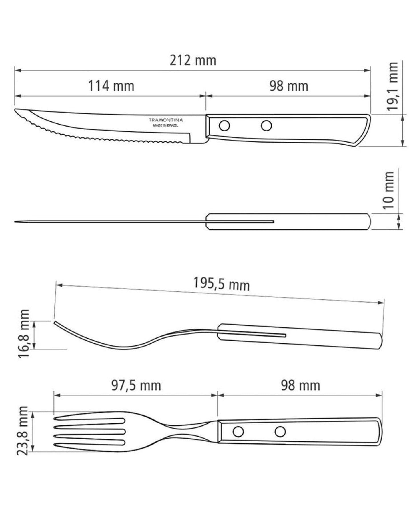 Tramontina Since 1911 Made In Brazil Tramontina 12-Piece Flatware Set With Stainless-Steel Blades And Treated Brown Polywood Handles