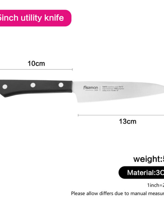 Fissman Utility Knife Tanto Series Black/Silver 5inch