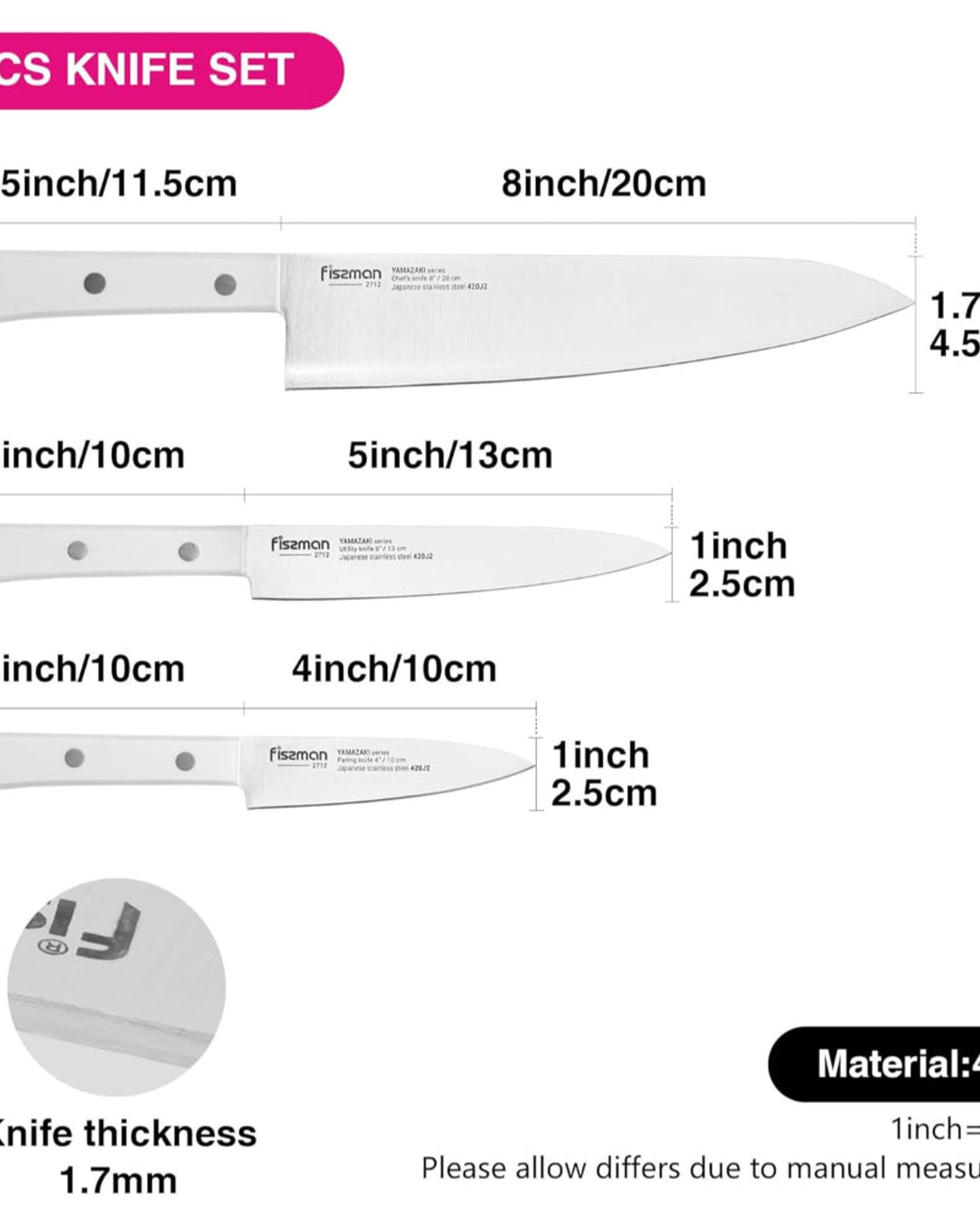 Fissman Knife Yamazaki Japanese 3Pc