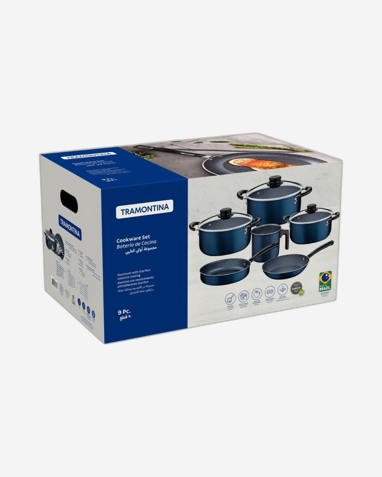 Tramontina Since 1911 Made In Brazil Tramontina Aluminum Cookware Set With Interior And Exterior Starflon Max Nonstick Coating Blue 7 Pieces