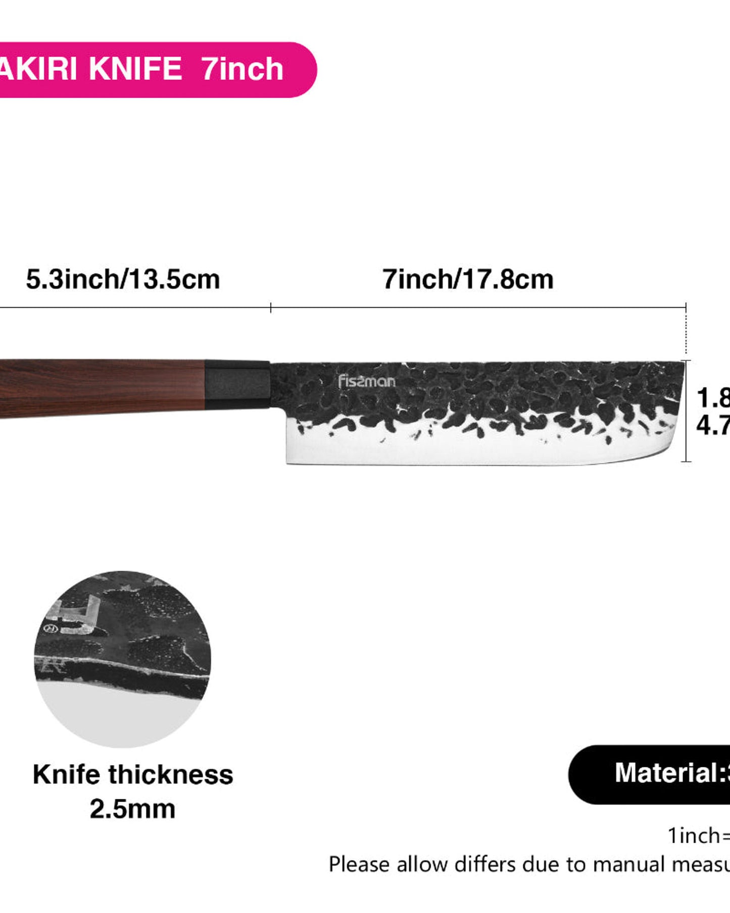 Fissman Cleaver Knife Kendo Nakiri 7Inch