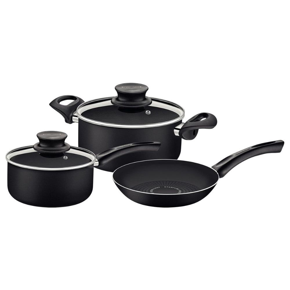 Since 1911 Made in Brazil Tramontina Paris+ 5-Piece Black Aluminum Cookware Set with Interior and Exterior Starflon Excellent Nonstick Coating