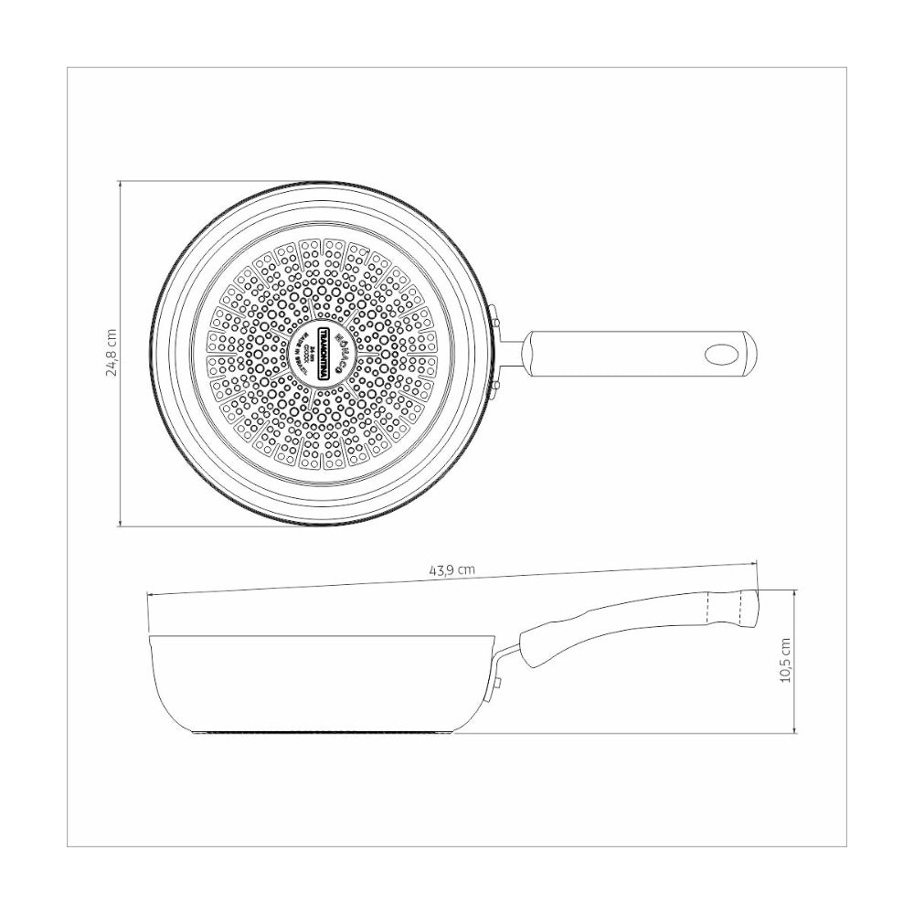Tramontina Since 1911 Made In Brazil Tramontina Mônaco Induction Aluminum Deep Frying Pan With Black Interior And Exterior Starflon Premium Nonstick Coating, 24 Cm, 2.7 L