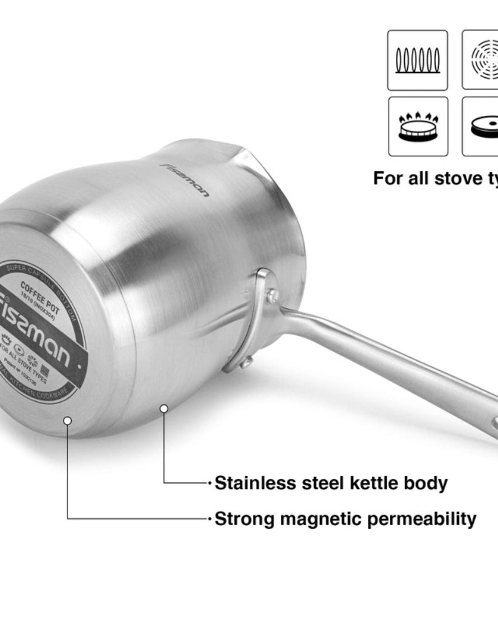 Fissman Coffee Pot 680 ml With Induction Bottom (Stainless Steel)