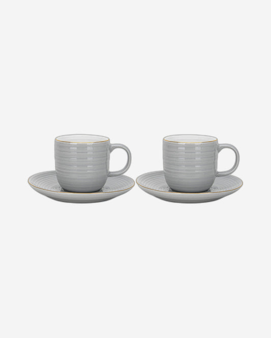 Fissman 2-Piece Cups Firmina Series Series Gray 180ml with Saucers New Bone China