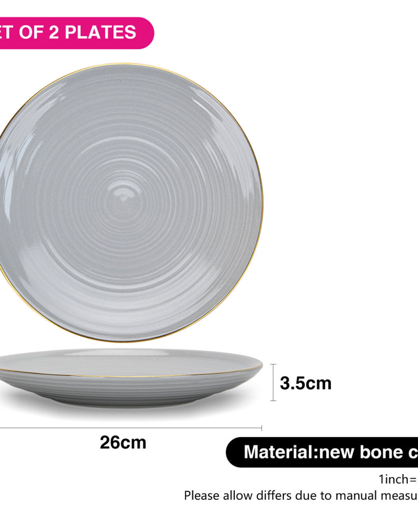 Fissman Plates Firmina Gray 2Pc 26cm