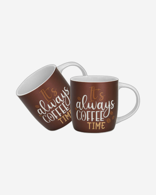 Fissman 2-Piece Mugs 310ml Its Always Coffee New Bone China