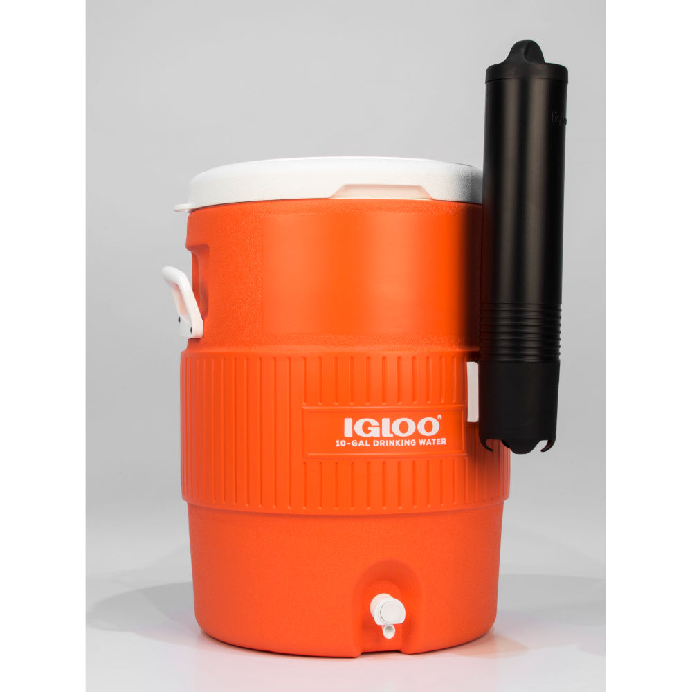 Igloo-10 Gallon Seat Top With Cup Dispenser - Orange