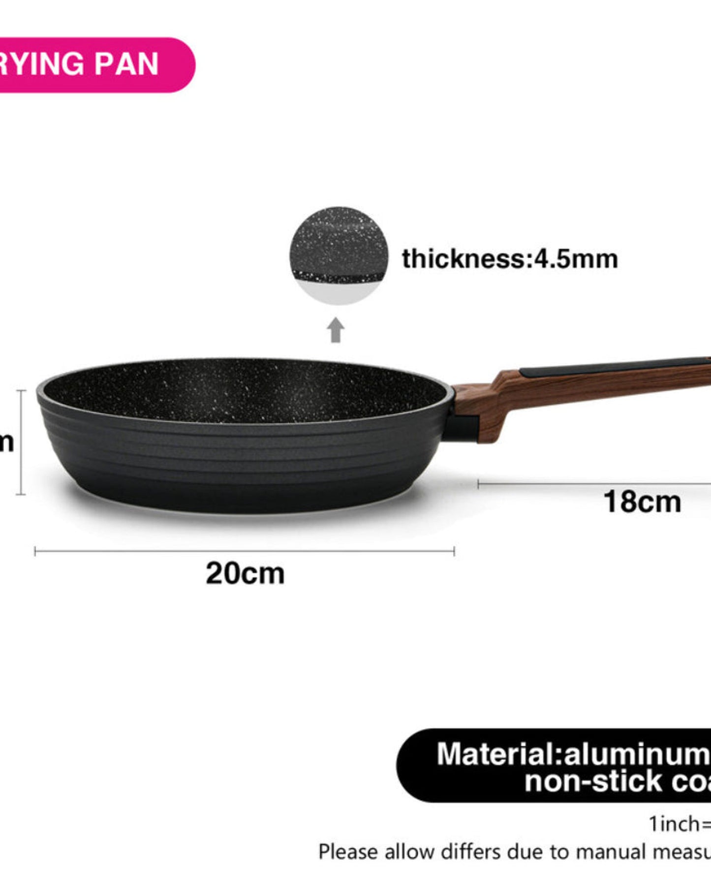 Fissman Frying Pan 20cm Diamond Series Aluminum And Non Stick Coating with Induction Bottom