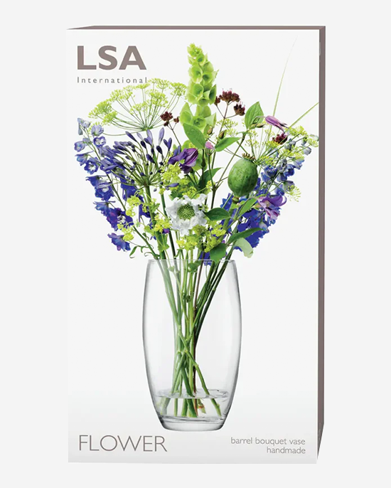 LSA Flower Barrel Bouquet Vase H29cm Clear