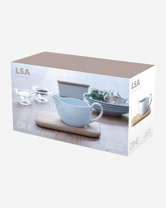 LSA Clear Dine Sauce Boat with Oak Stand 450ml