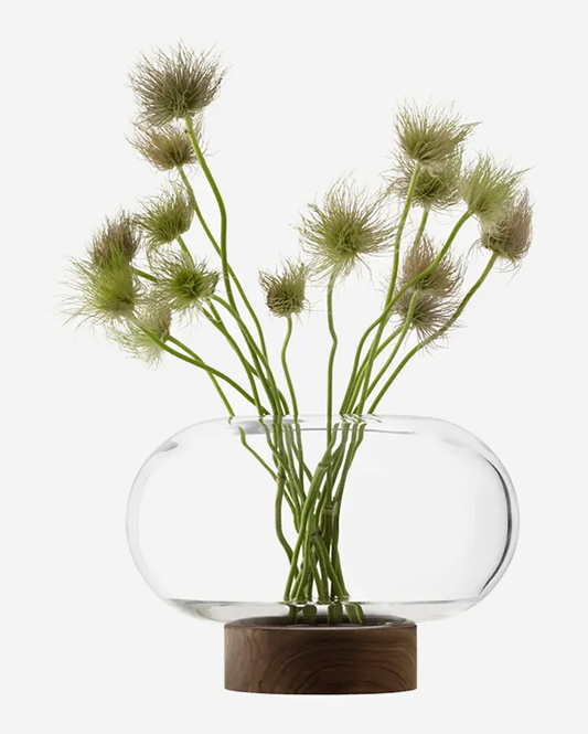 LSA Clear Walnut Oblate Vase Lantern H19.5cm
