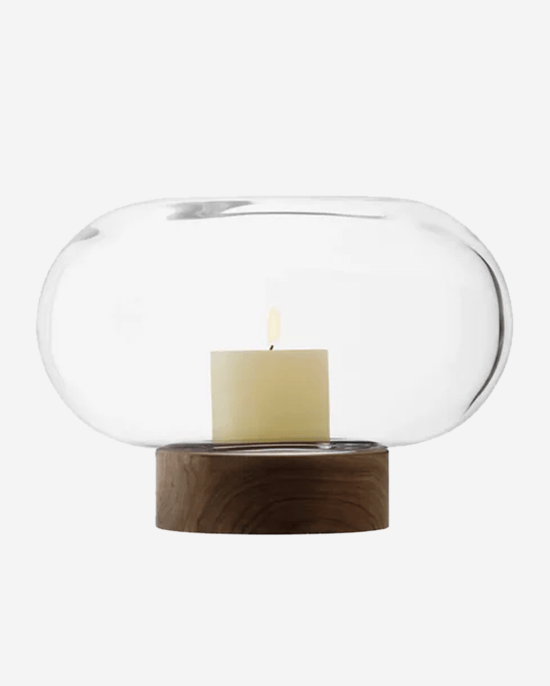 LSA Clear Walnut Oblate Vase Lantern H19.5cm