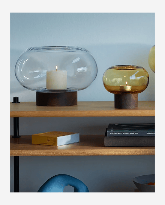 LSA Amber Walnut Oblate Vase H13.5cm