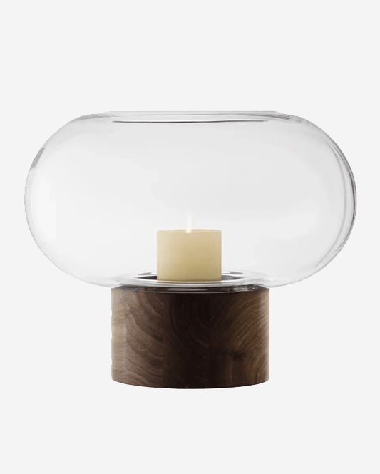 LSA Clear Walnut Oblate Vase Lantern H28cm