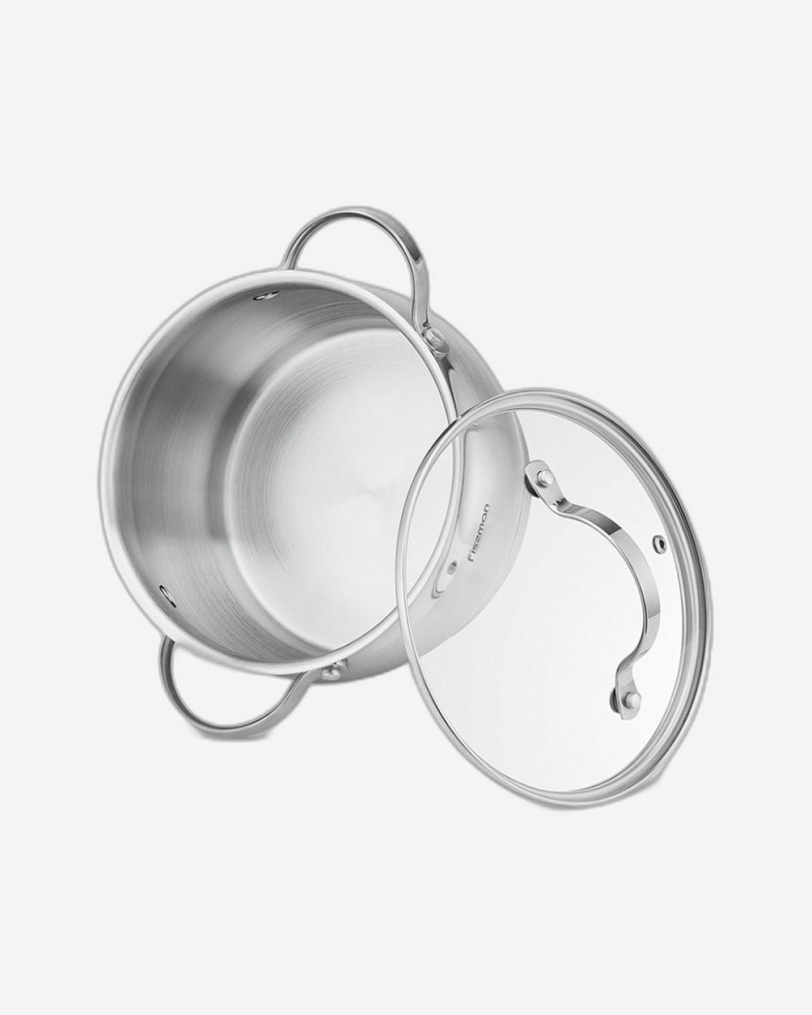 Fissman Stockpot with Glass Lid 2.6LTR with Measuring Mark, Stainless Steel Stockpot Fabiana Series