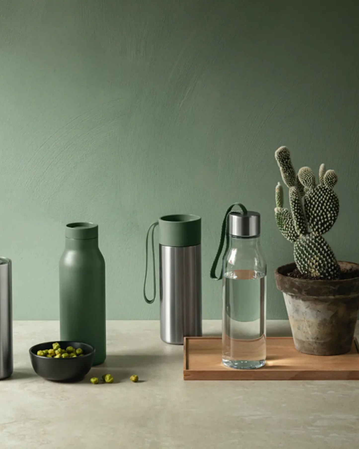 Eva Solo 575045 Glass Drinking Bottle 0.5L Cactus Green