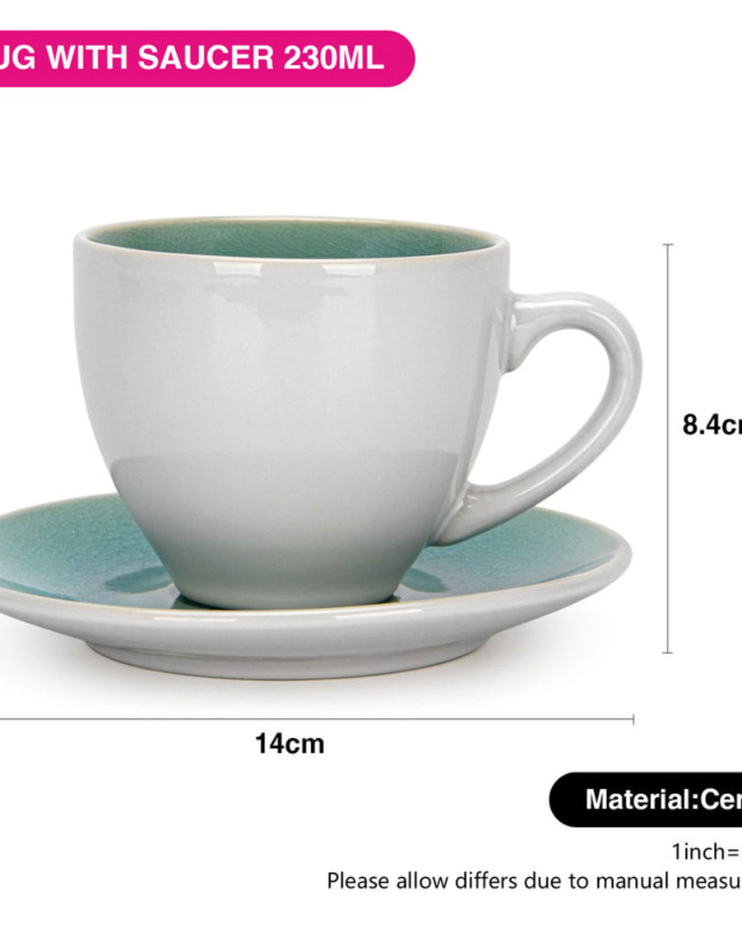 Fissman Tea Cups Couple Celine Series (Ceramic) Azure