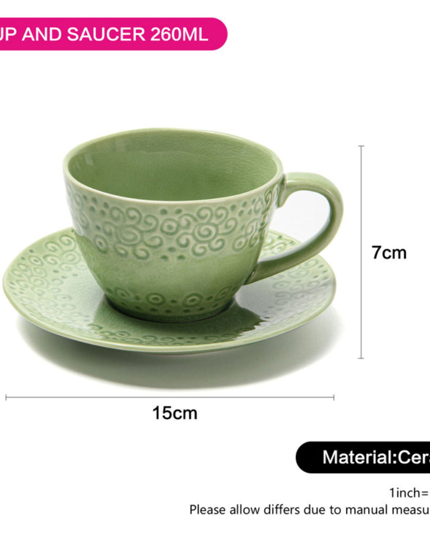 Fissman Cup & Saucer 2Pc Green