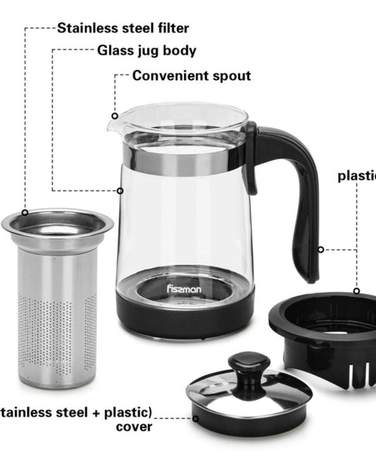 Fissman Tea Pot Filter Black/Clear 750ml