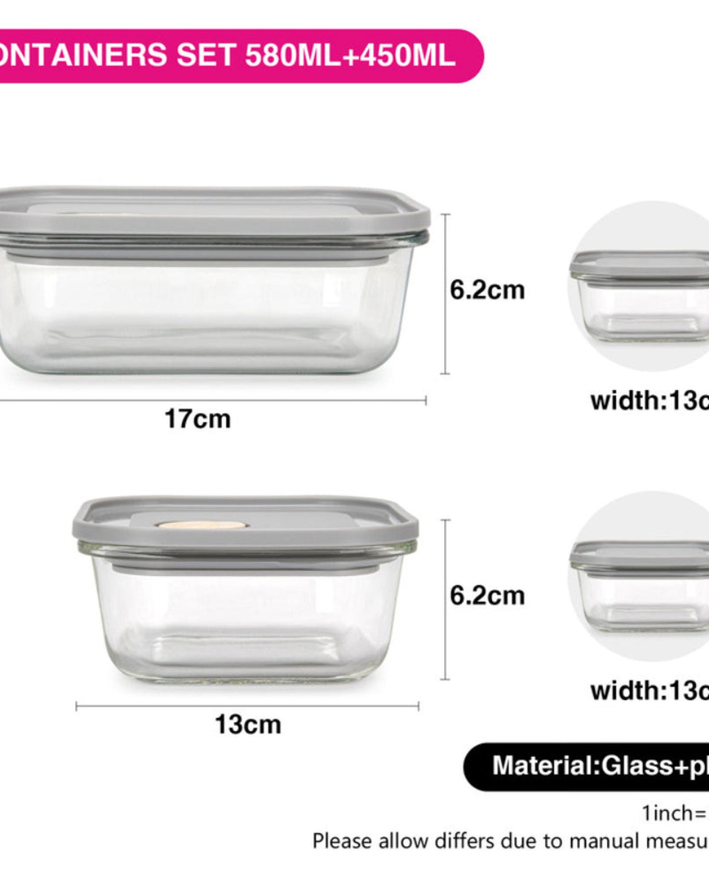 Fissman 2 Pcs. Containers Set With PP Lid (Glass)