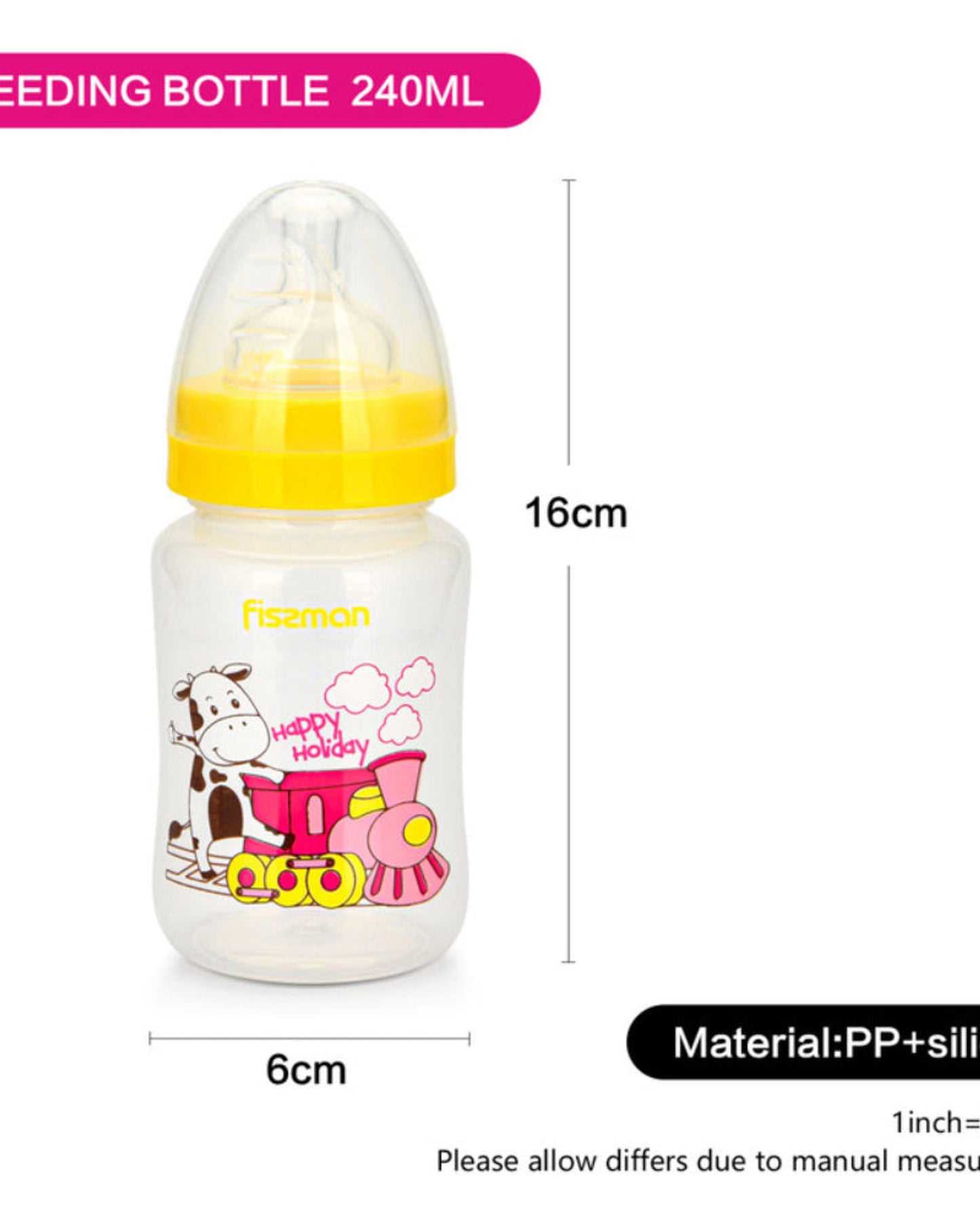 Fissman Feeding Bottle Wide Neck Yellow