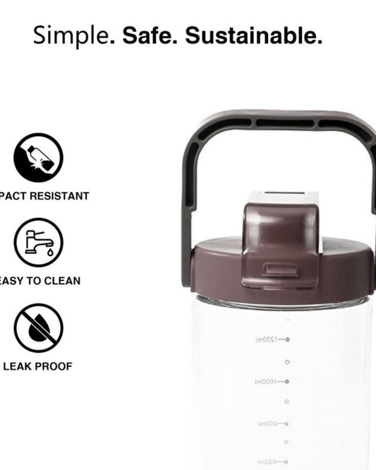 Fissman Water Bottle 1400ml Plastic BPA Free Non-Toxic Brown