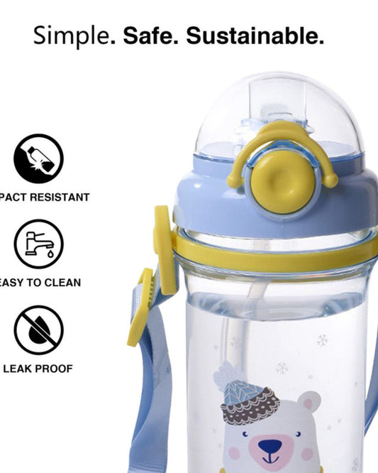 Fissman Water Bottle For Kids BPA Free Non-Toxic Deer Design 460ml Blue