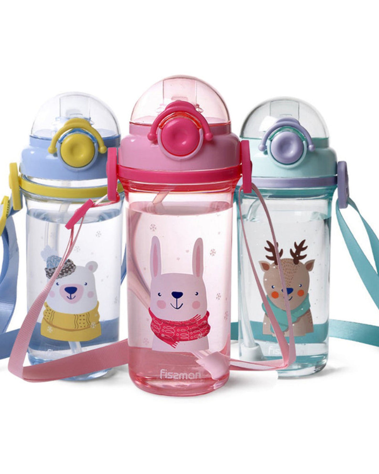 Fissman Water Bottle For Kids BPA Free Non-Toxic Deer Design 460ml Blue