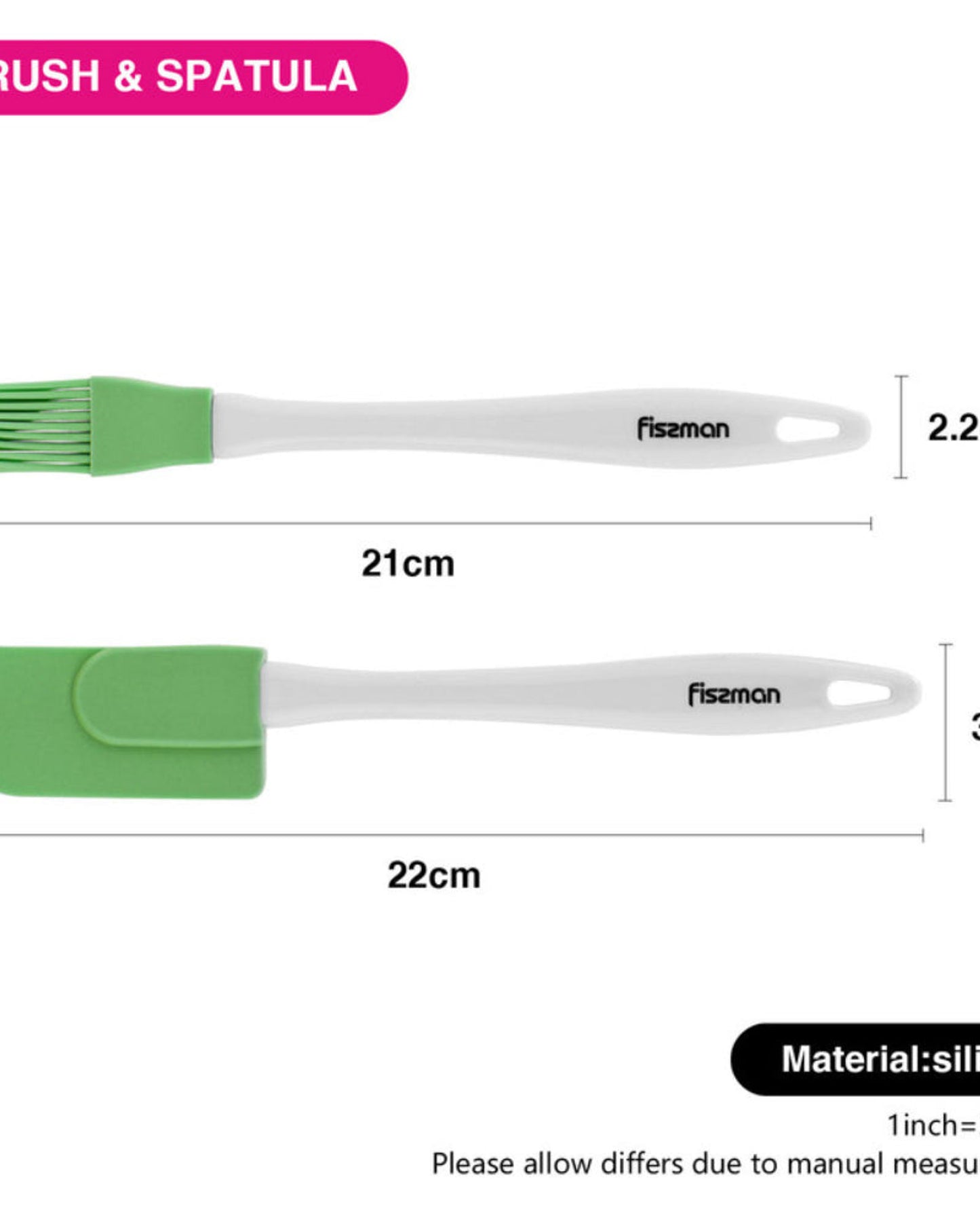 Fissman Brush And Spatula Perfect Set For Baking Green 24cm