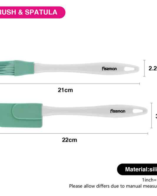 Fissman 2-Piece Brush And Spatula Set White/Green 22cm