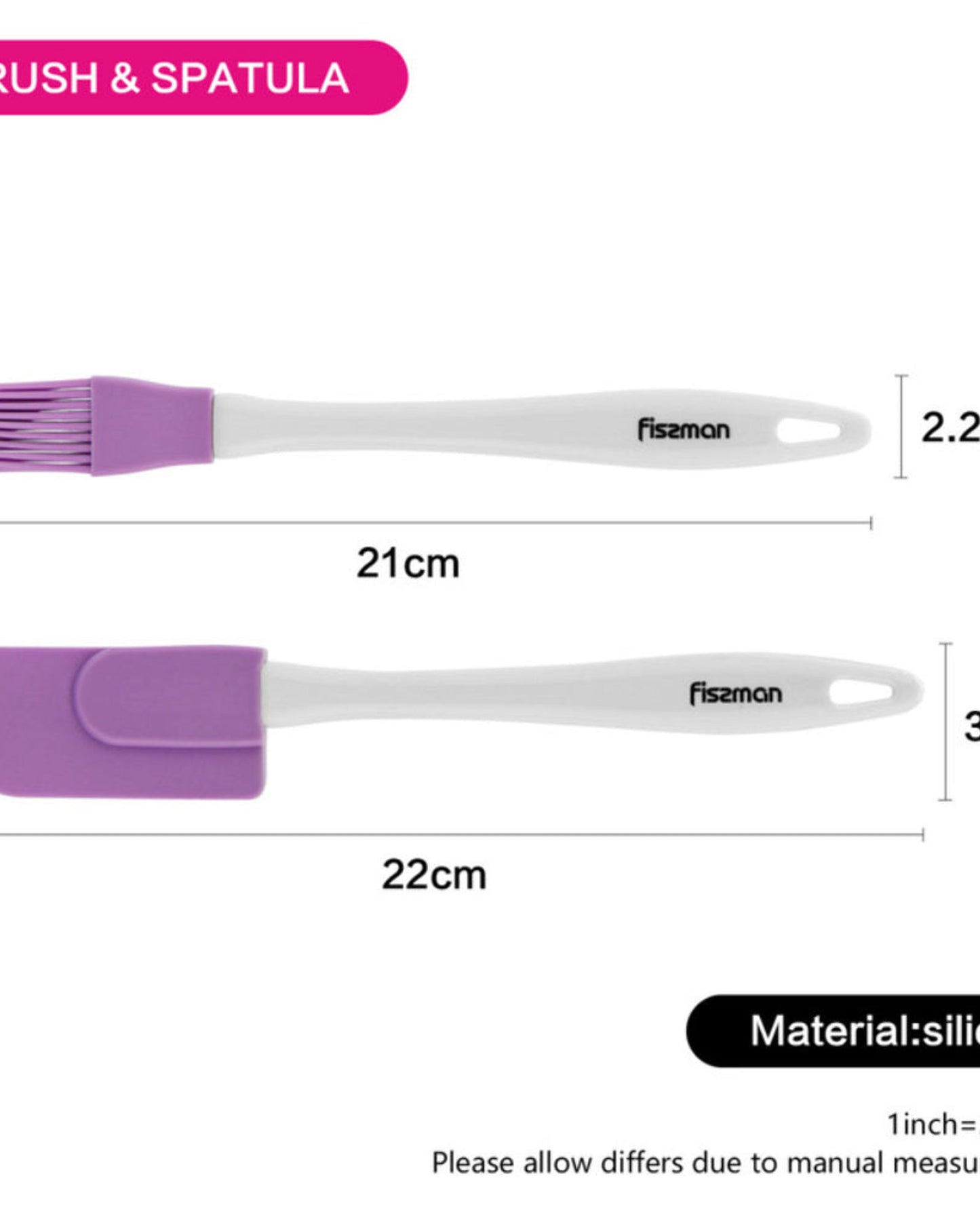 Fissman 2-Piece Brush And Spatula Set White/Purple 22cm