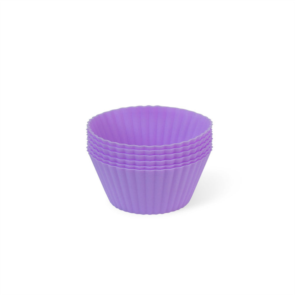 Fissman 6-Piece Cupcake Molder Silicone Cupcake Muffin Baking Cups Reusable Non-Stick Cake Molds Sets Mould Bakeware Maker Mold Tray Baking Cup Liner Molds (Purple)