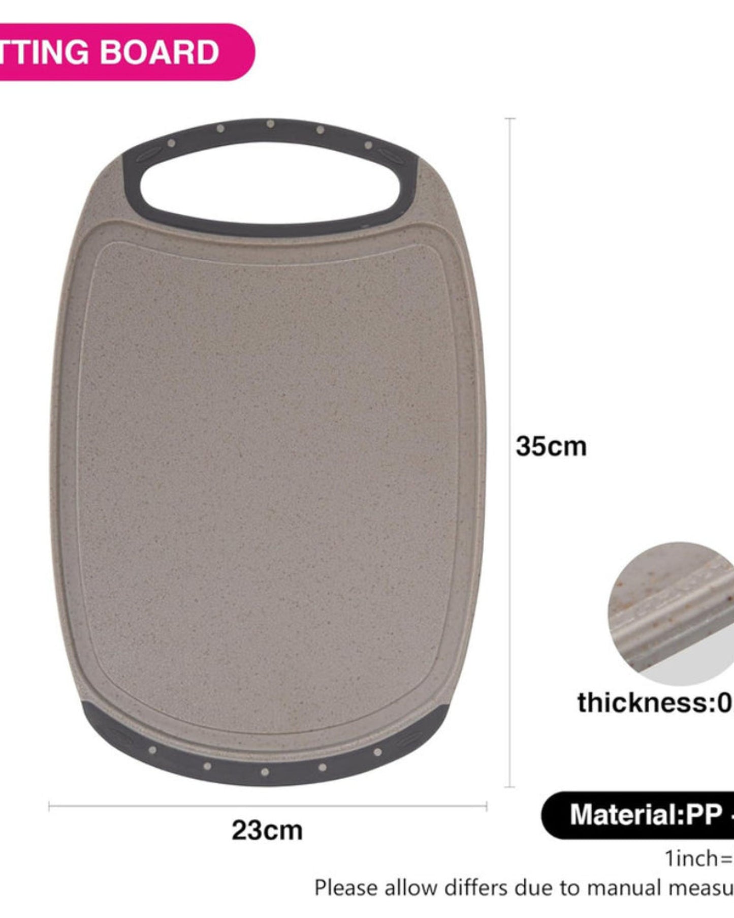 Fissman Ultra-Thin Plastic Cutting Board 35cm – Juice Groove & Non-Slip Bottom