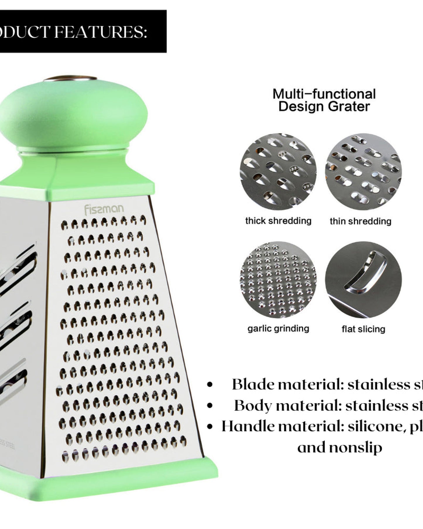 Fissman Grater 4-Sided Green/Silver