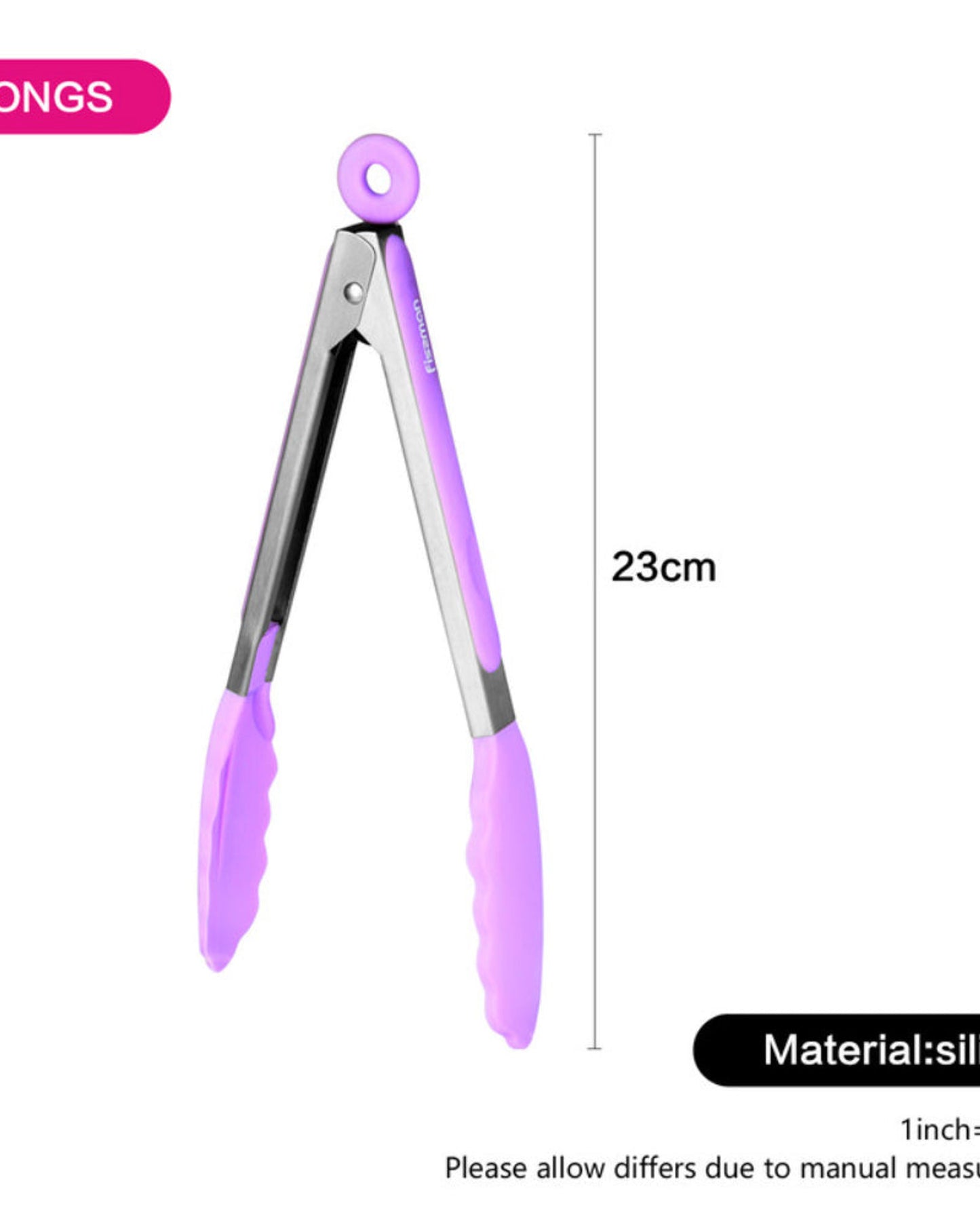 Fissman Kitchen Tongs With Handle Purple/Grey 23cm