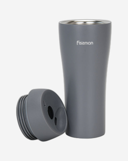 Fissman Double Wall Vacuum Travel Mug 420ml, Color Grey Stainless Steel