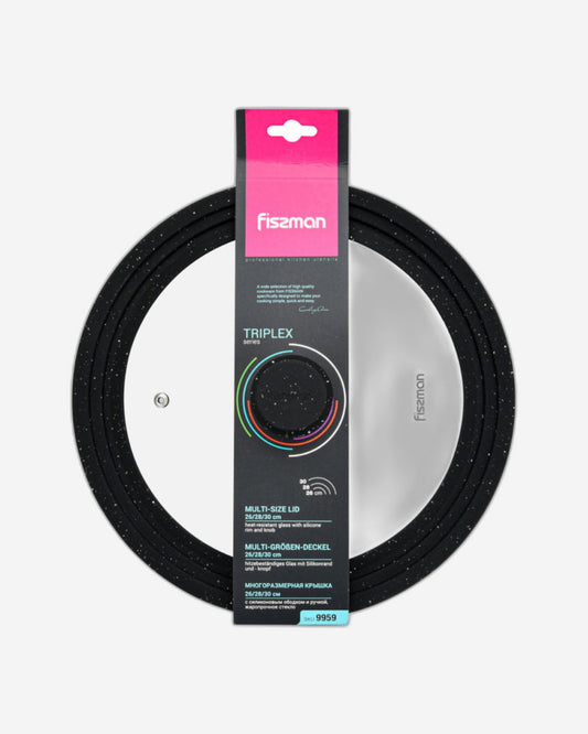 Fissman Multi-Size Lid Clear/Black 26/28/30cm