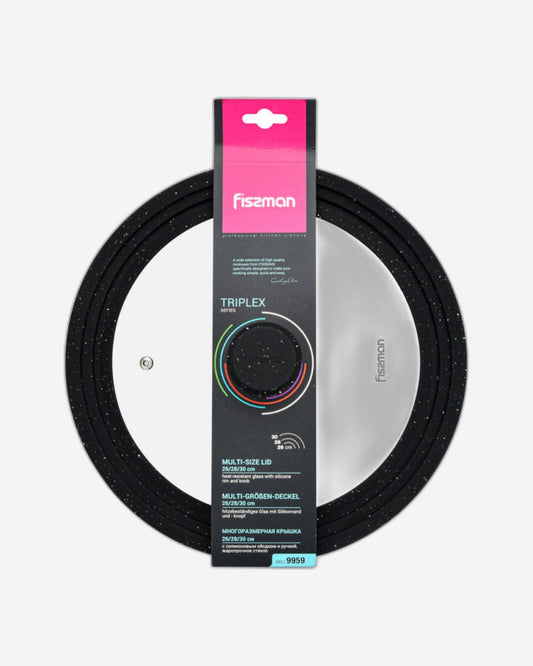 Fissman Multi-Size Lid Clear/Black 26/28/30cm