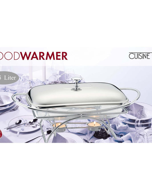 Cuisine Art Alore Stainless Steel Rectangular Food Warmer 1.5L | Keep Food Warm for Hours | Elegant Design | Durable Stainless Steel