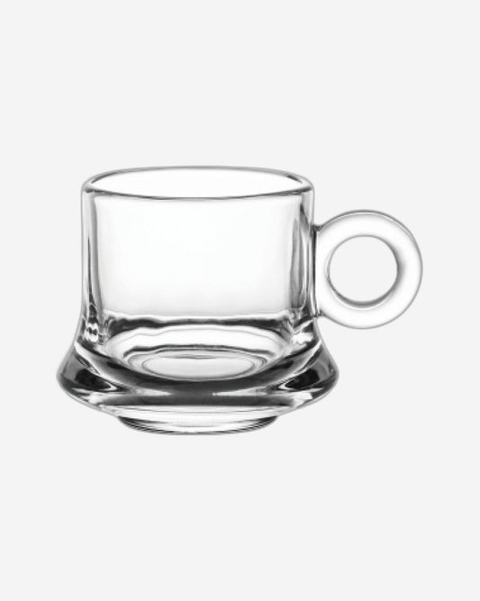 Doyalex Glass Coffee Cup & Saucer Set - 80ml, 12-Pieces, Transparent