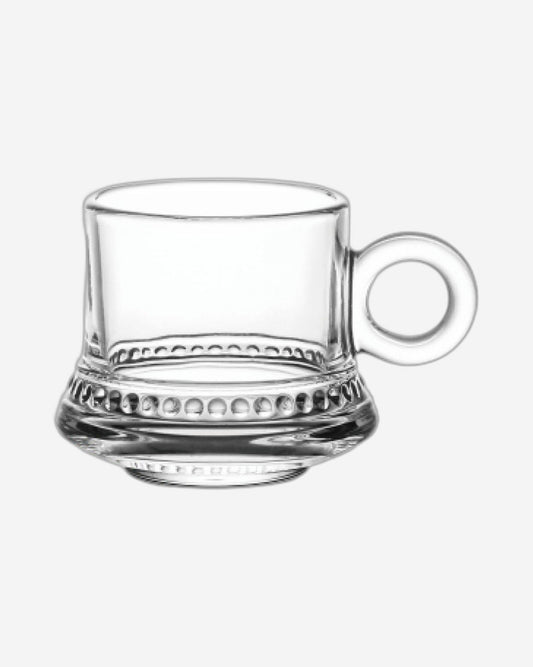 Doyalex Glass Coffee Cup & Saucer Set - 80ml, 12-Pieces, Transparent (CS-038A)