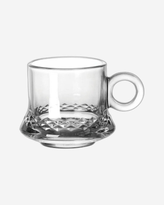 Doyalex Glass Coffee Cup & Saucer Set - 80ml, 12-Pieces, Transparent (CS-038B)